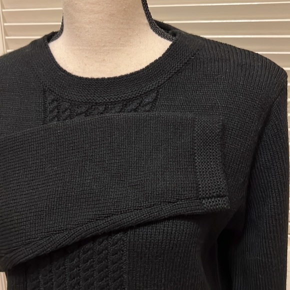 Soft Surroundings Sydney Cable Wool Blend Sweater in Black - Picture 7 of 15